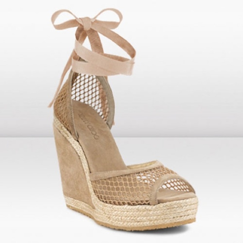 Jimmy Choo Mesh Suede Espadrille Wedge